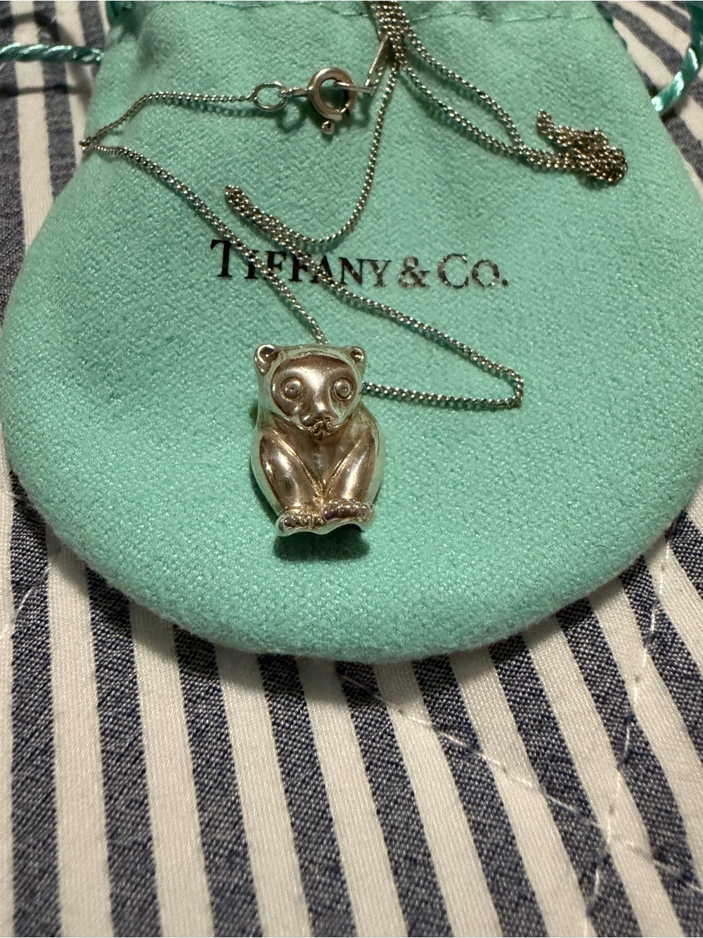 Tiffany & Co. Sterling Silver Polar Bear Pendant Necklace - 16 inch chain
